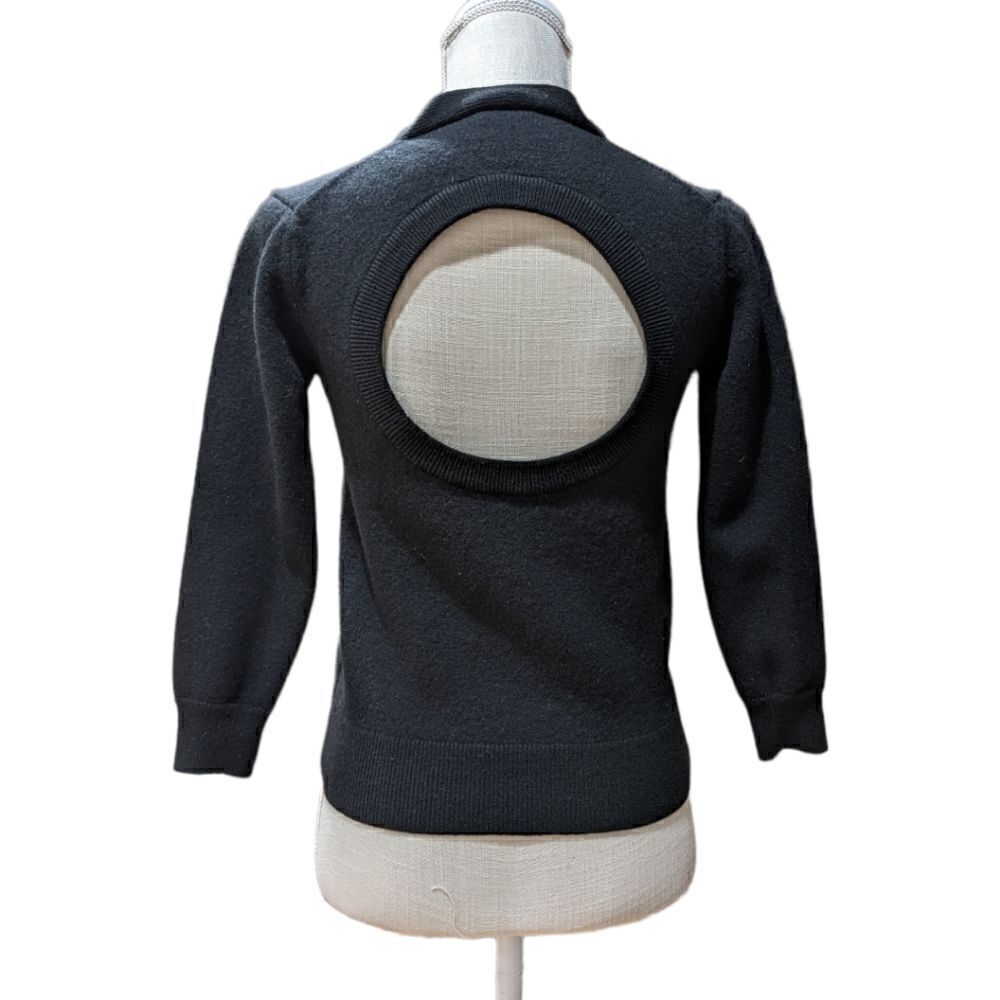 T Alexander Wang Black Merino Wool Open Back Button Front Cardigan Size XS - Picture 4 of 8